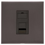 M Marcus Heritage Brass Winchester Range 1 Gang CAT6 Socket with Black Trim