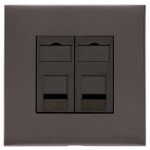 M Marcus Heritage Brass Winchester Range 2 Gang CAT6 Socket with Black Trim