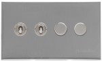 M Marcus Heritage Brass Winchester Range 4 Gang Mixed Toggle Switch Dimmer Switch 2xToggle Switch 2xTED