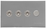 M Marcus Heritage Brass Winchester Range 4 Gang Mixed Toggle Switch Dimmer Switch 3xToggle Switch 1xTED