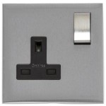 M Marcus Heritage Brass Winchester Range Single Switched Socket with Black Trim