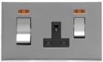 M Marcus Heritage Brass Winchester Range 45A Cooker Unit Switch/13A Socket with Black Trim