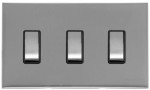 M Marcus Heritage Brass Winchester Range 3 Gang 2 Way Rocker Switch with Black Trim
