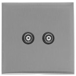 M Marcus Heritage Brass Winchester Range 2 Gang Non-Isolated TV Coaxial Socket with Black Trim