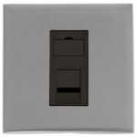 M Marcus Heritage Brass Winchester Range 1 Gang CAT6 Socket with Black Trim