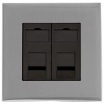 M Marcus Heritage Brass Winchester Range 2 Gang CAT6 Socket with Black Trim