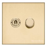 M Marcus Heritage Brass Winchester Range 2 Gang Mixed Toggle Switch Dimmer Switch 1xToggle Switch 1xTED