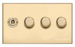 M Marcus Heritage Brass Winchester Range 4 Gang Mixed Toggle Switch Dimmer Switch 1xToggle Switch 3xTED