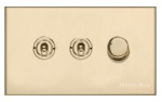 M Marcus Heritage Brass Winchester Range 3G Mixed Toggle Switch Dimmer Switch 2xToggle Switch 1xTED