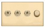 M Marcus Heritage Brass Winchester Range 4 Gang Mixed Toggle Switch Dimmer Switch 3xToggle Switch 1xTED