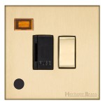 M Marcus Heritage Brass Winchester Range Switched Fused Spur Unit with Neon Indicator and Flex Outlet and Black Trim 