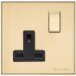 M Marcus Heritage Brass Winchester Range Single Switched Socket with Black Trim