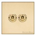 M Marcus Heritage Brass Winchester Range 2 Gang 2 Way Toggle Switch