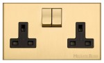 M Marcus Heritage Brass Winchester Range Double Switched Socket with Black Trim