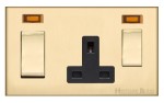 M Marcus Heritage Brass Winchester Range 45A Cooker Unit Switch/13A Socket with Black Trim