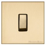 M Marcus Heritage Brass Winchester Range 1 Gang 2 Way Rocker Switch with Black Trim