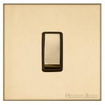 M Marcus Heritage Brass Winchester Range 20 Amp Double Pole Switch with Black Trim