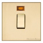 M Marcus Heritage Brass Winchester Range 20 Amp Double Pole Switch with Neon Indicator and Black Trim