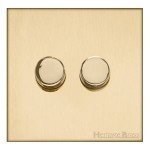 M Marcus Heritage Brass Winchester Range 2 Gang Multi Location Primary Dimmer (Compatible with LED bulbs)