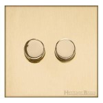 M Marcus Heritage Brass Winchester Range 2 Gang 2 Way Push On/Off Dimmer Switch (400 watts)