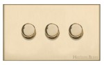 M Marcus Heritage Brass Winchester Range 3 Gang 2 Way Push On/Off Dimmer Switch (400 watts)