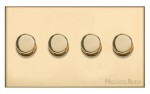 M Marcus Heritage Brass Winchester Range 4 Gang Multi Location Secondary Dimmer (Compatible with LED bulbs)