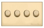 M Marcus Heritage Brass Winchester Range 4 Gang TED Dimmer (Compatible with LED Lamps)