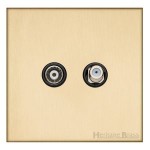 M Marcus Heritage Brass Winchester Range TV/Satellite Socket with Black Trim