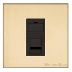 M Marcus Heritage Brass Winchester Range 1 Gang RJ11 Socket with Black Trim
