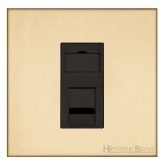M Marcus Heritage Brass Winchester Range 1 Gang CAT6 Socket with Black Trim