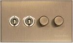 M Marcus Heritage Brass Winchester Range 4 Gang Mixed Toggle Switch Dimmer Switch 2xToggle Switch 2xTED