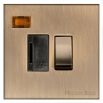 M Marcus Heritage Brass Winchester Range Switched Fused Spur Unit with Neon Indicator and Black Trim