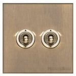 M Marcus Heritage Brass Winchester Range 2 Gang 2 Way Toggle Switch