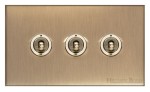 M Marcus Heritage Brass Winchester Range 3 Gang 2 Way Toggle Switch