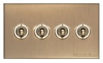 M Marcus Heritage Brass Winchester Range 4 Gang 2 Way Toggle Switch