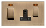 M Marcus Heritage Brass Winchester Range 45A Cooker Unit Switch/13A Socket with Black Trim