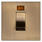 M Marcus Heritage Brass Winchester Range 45 Amp Single Plate Cooker Switch with Black Trim
