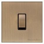 M Marcus Heritage Brass Winchester Range 1 Gang 2 Way Rocker Switch with Black Trim