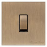 M Marcus Heritage Brass Winchester Range 1 Gang Intermediate Rocker Switch with Black Trim