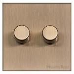 M Marcus Heritage Brass Winchester Range 2 Gang 2 Way Push On/Off Dimmer Switch (400 watts)