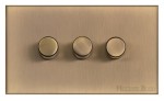 M Marcus Heritage Brass Winchester Range 3 Gang Multi Location Primary Dimmer (Compatible with LED bulbs)