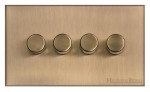 M Marcus Heritage Brass Winchester Range 4 Gang TED Dimmer (Compatible with LED Lamps)