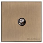 M Marcus Heritage Brass Winchester Range 1 Gang Satellite Socket with Black Trim