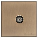 M Marcus Heritage Brass Winchester Range 1 Gang Non-Isolated TV Coaxial Socket with Black Trim