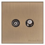 M Marcus Heritage Brass Winchester Range TV/Satellite Socket with Black Trim