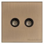 M Marcus Heritage Brass Winchester Range TV/FM Diplexed Socket with Black Trim