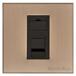 M Marcus Heritage Brass Winchester Range 1 Gang RJ11 Socket with Black Trim