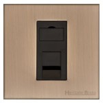 M Marcus Heritage Brass Winchester Range 1 Gang CAT6 Socket with Black Trim