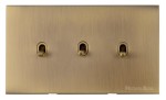 M Marcus Heritage Brass Winchester Range 3 Gang Stockholm Toggle Switch