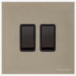 M Marcus Heritage Brass Windsor Range 2 Gang 2 Way Rocker Switch